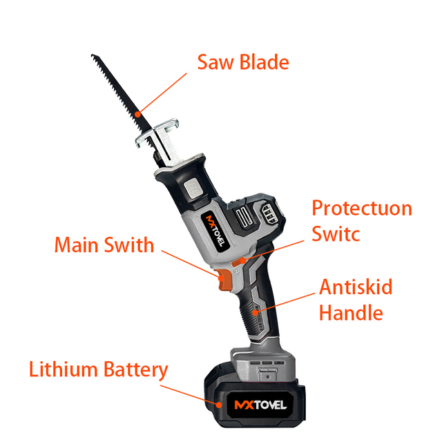 Scie alternative 20V 0-3000 tr/min scie alternative sans balais pour la coupe du bois