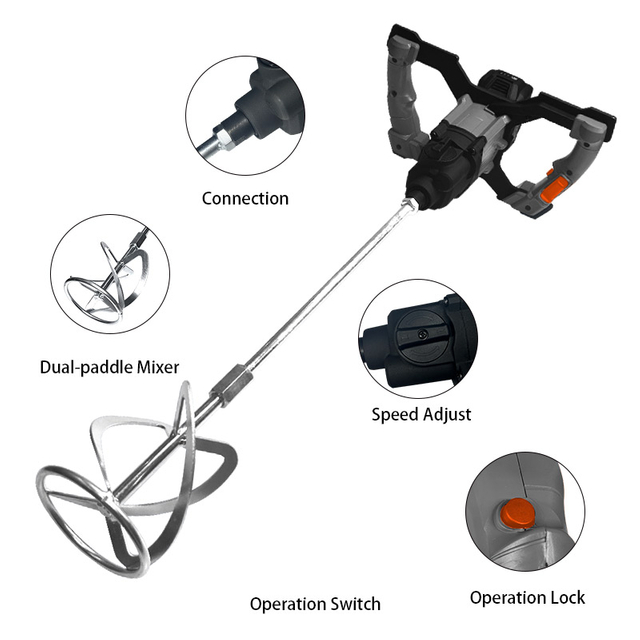 Mélangeur de peinture électrique sans balais professionnel, perceuse électrique pour béton